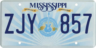 MS license plate ZJY857