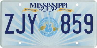 MS license plate ZJY859