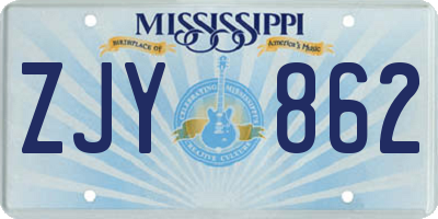 MS license plate ZJY862
