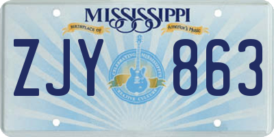 MS license plate ZJY863