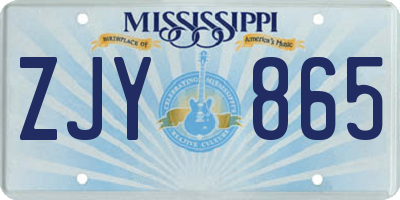 MS license plate ZJY865