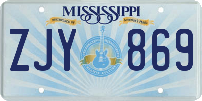 MS license plate ZJY869