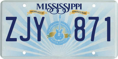 MS license plate ZJY871