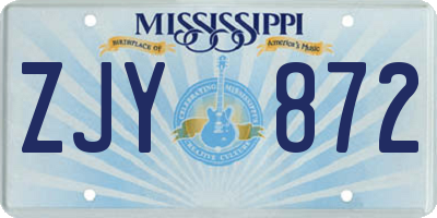 MS license plate ZJY872