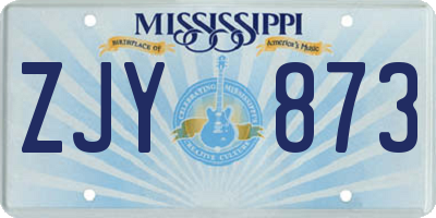 MS license plate ZJY873