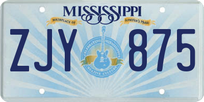 MS license plate ZJY875