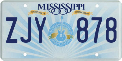 MS license plate ZJY878