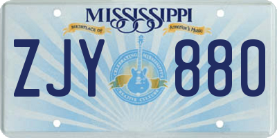 MS license plate ZJY880