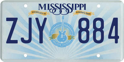 MS license plate ZJY884