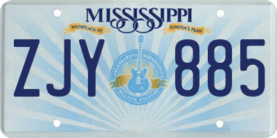 MS license plate ZJY885