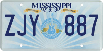 MS license plate ZJY887