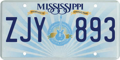 MS license plate ZJY893