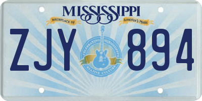 MS license plate ZJY894