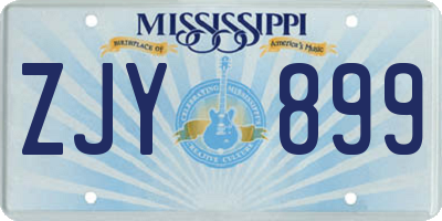 MS license plate ZJY899