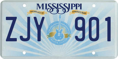 MS license plate ZJY901