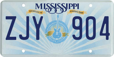 MS license plate ZJY904