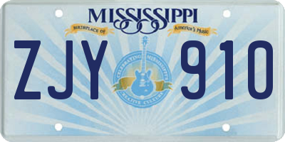 MS license plate ZJY910
