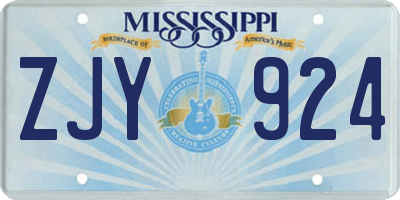 MS license plate ZJY924