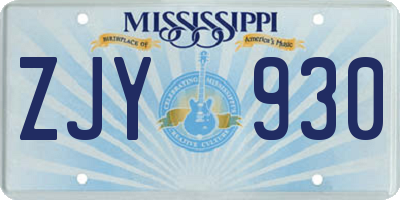 MS license plate ZJY930