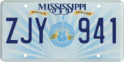 MS license plate ZJY941