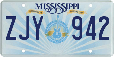 MS license plate ZJY942