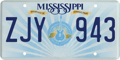 MS license plate ZJY943