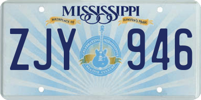 MS license plate ZJY946