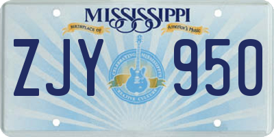 MS license plate ZJY950