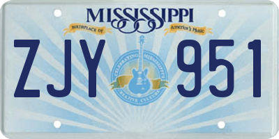 MS license plate ZJY951