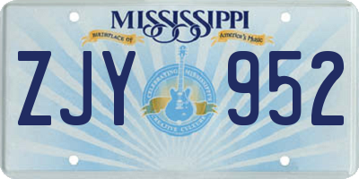 MS license plate ZJY952