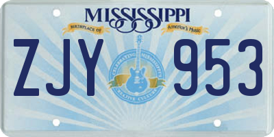MS license plate ZJY953