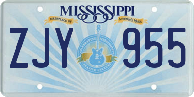 MS license plate ZJY955