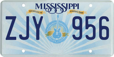 MS license plate ZJY956
