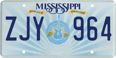 MS license plate ZJY964