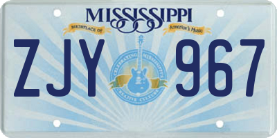 MS license plate ZJY967