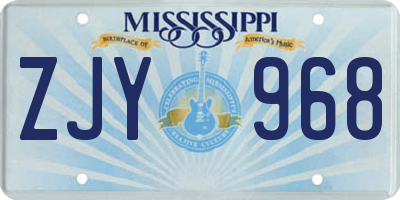 MS license plate ZJY968