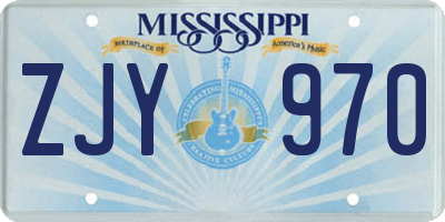 MS license plate ZJY970