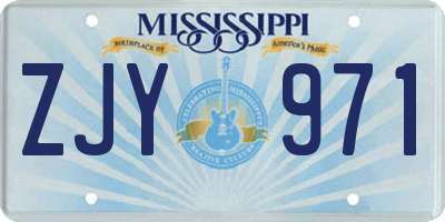 MS license plate ZJY971
