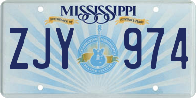 MS license plate ZJY974
