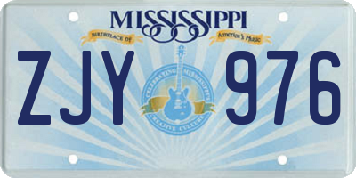 MS license plate ZJY976