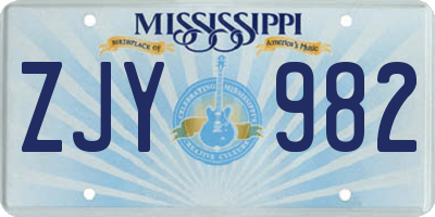 MS license plate ZJY982