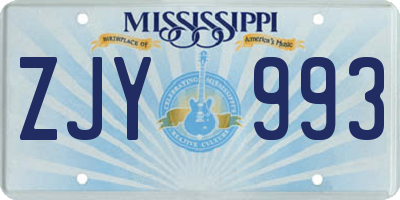 MS license plate ZJY993