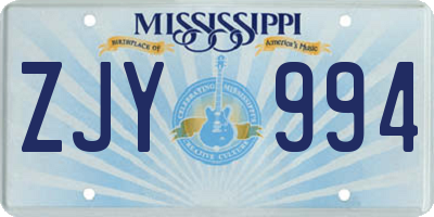 MS license plate ZJY994