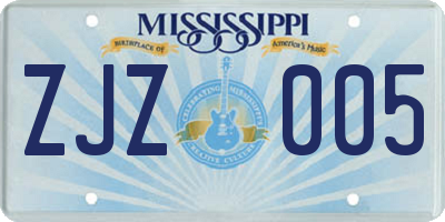 MS license plate ZJZ005