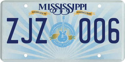 MS license plate ZJZ006