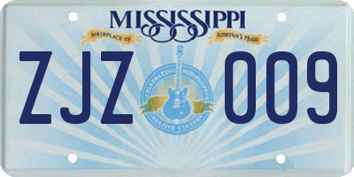 MS license plate ZJZ009