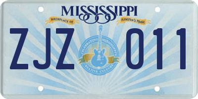 MS license plate ZJZ011