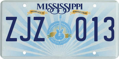 MS license plate ZJZ013