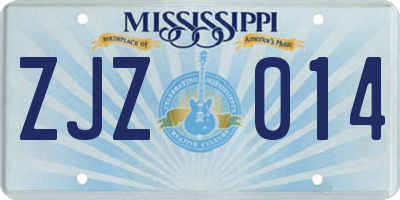 MS license plate ZJZ014