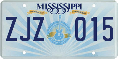 MS license plate ZJZ015